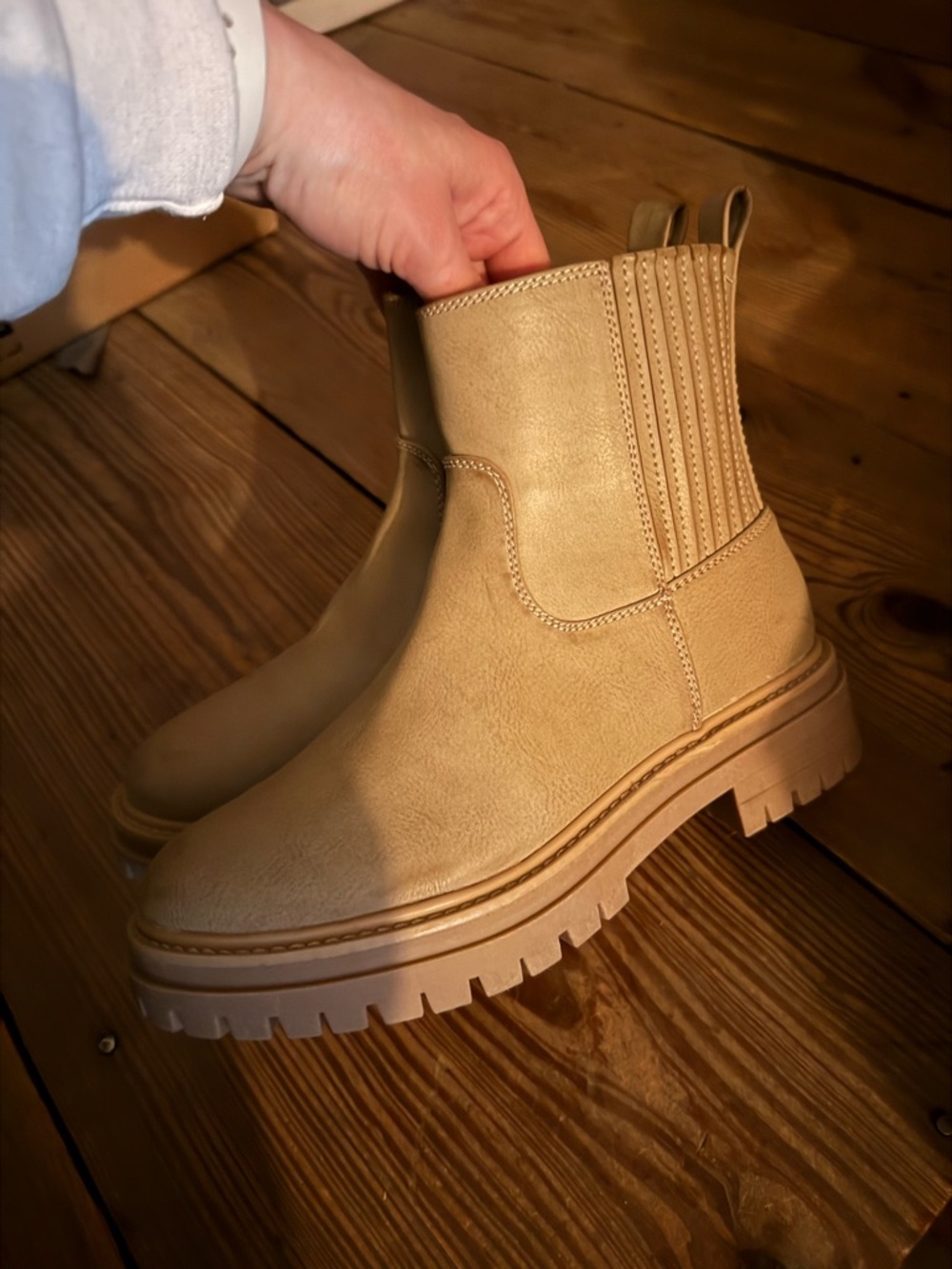 Time and Tru Beige Chelsea Combat Boots